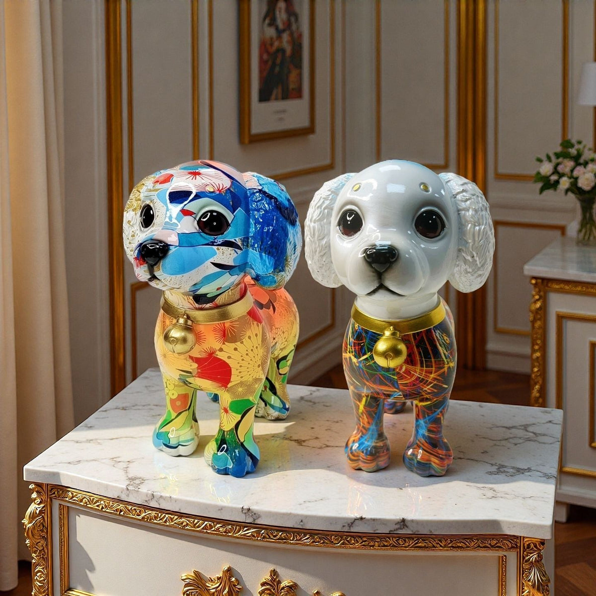 Artistic Dog Sculpture with Colorful Design | Thrascher