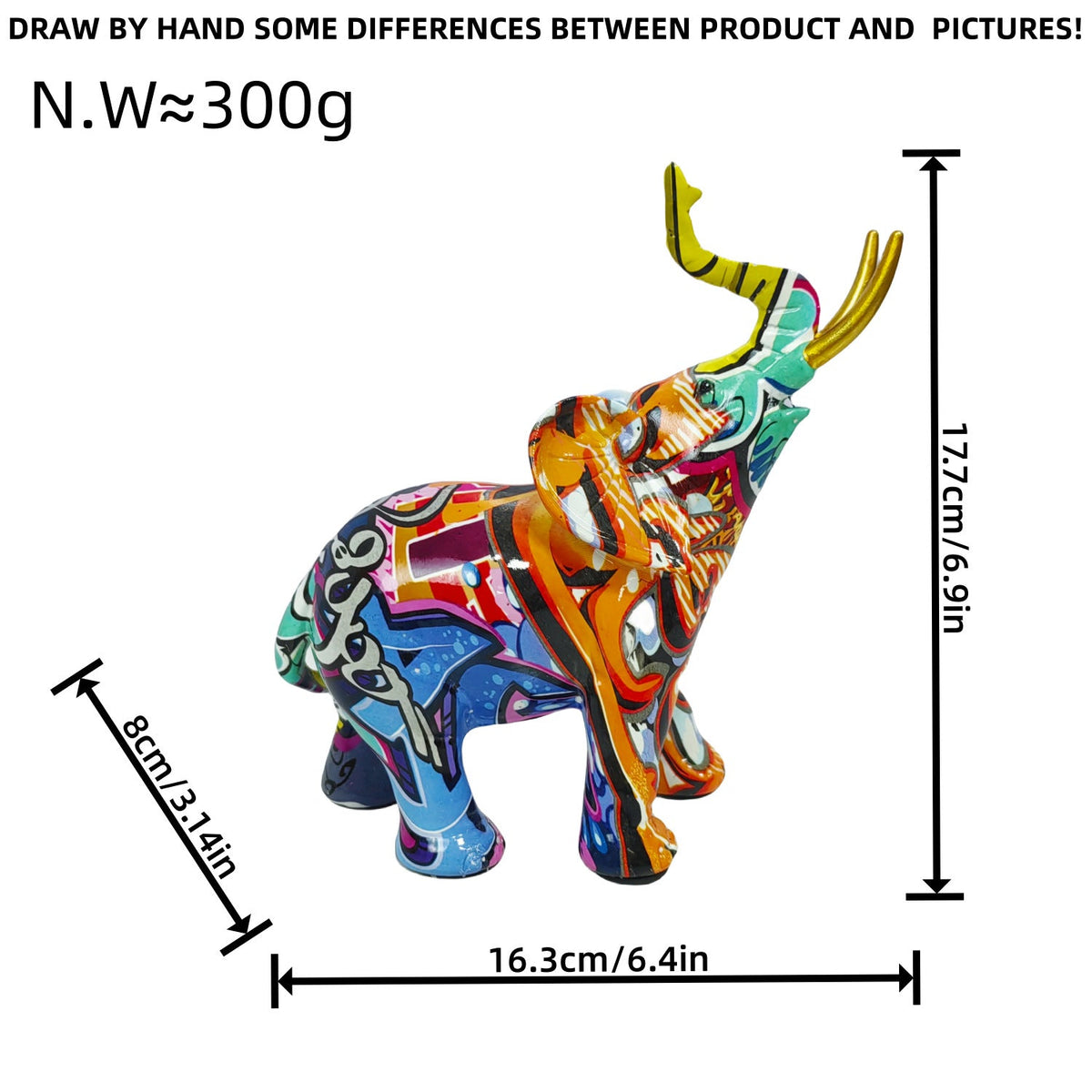 Artistic Elephant Figure with Colorful Design | Thrascher