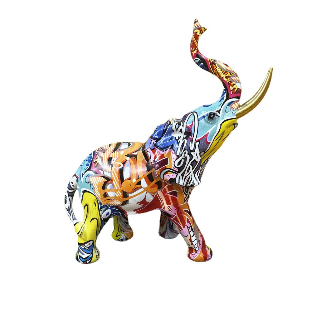 Artistic Elephant Figure with Colorful Design | Thrascher