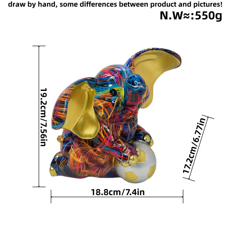 Artistic Elephant Figure with Football Motif | Thrascher
