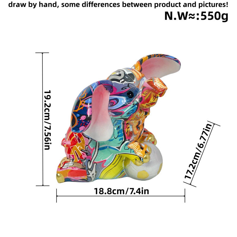 Artistic Elephant Figure with Football Motif | Thrascher