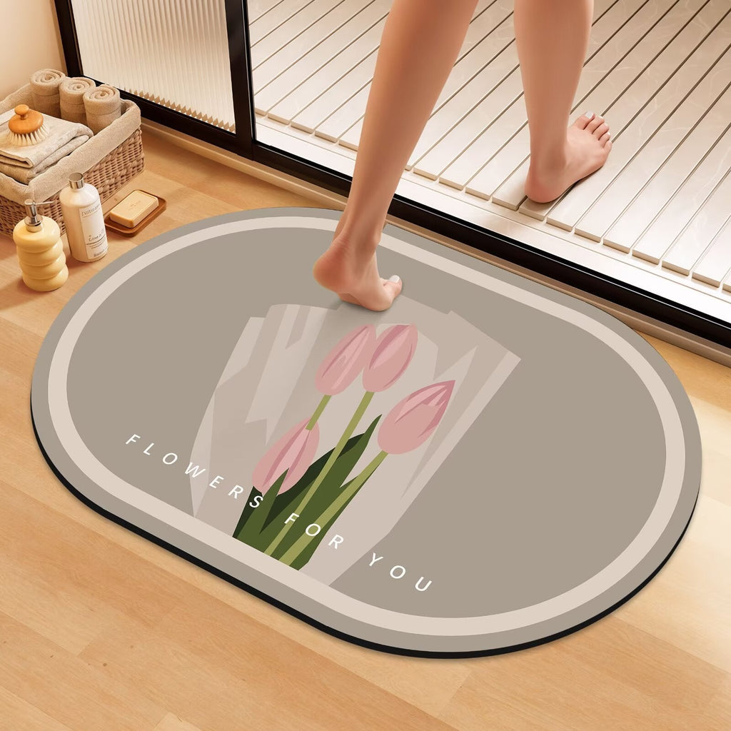 Artistic Floral Bath Mat | Thrascher