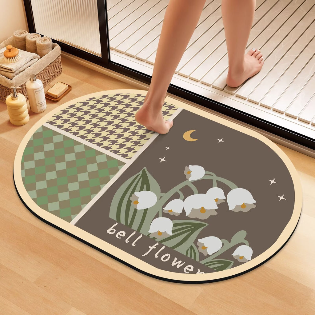 Artistic Floral Bath Mat | Thrascher