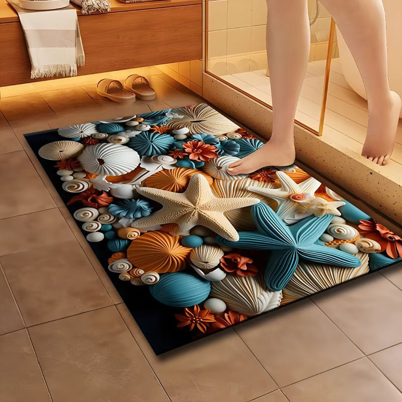 Artistic Floral Design Bath Mat | Thrascher