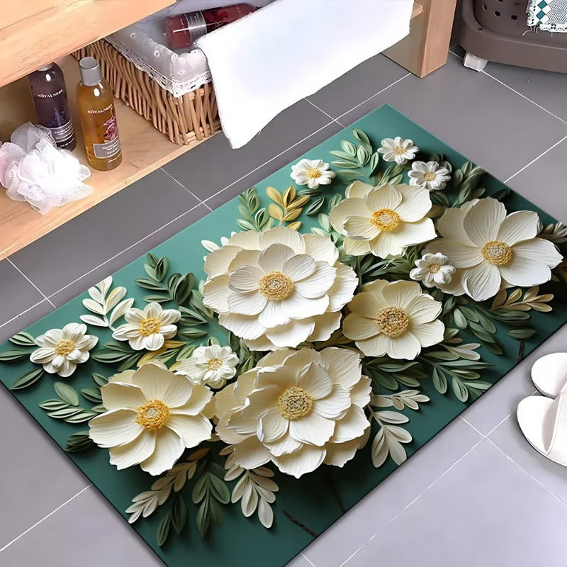 Artistic Floral Design Bath Mat | Thrascher