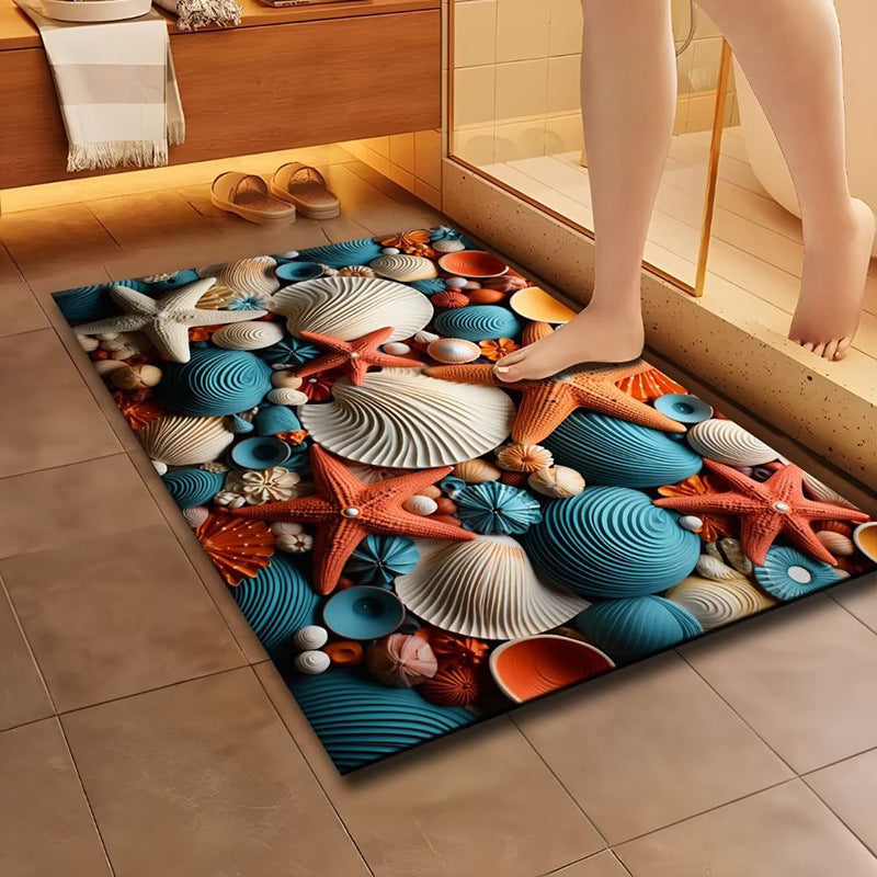 Artistic Floral Design Bath Mat | Thrascher