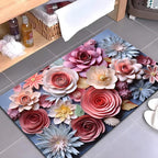 Artistic Floral Design Bath Mat | Thrascher