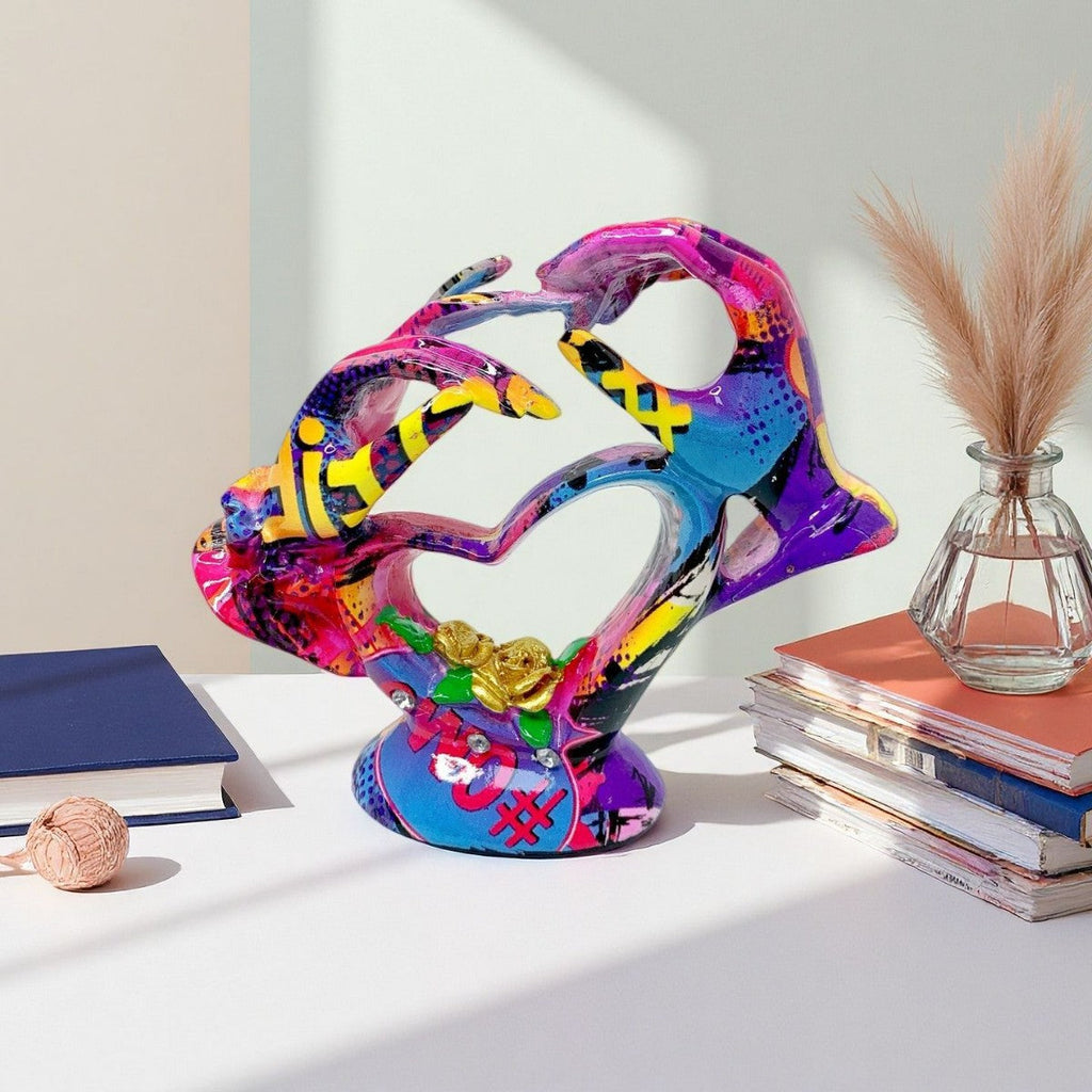 Artistic Heart Sculpture with Detailed Painting | Thrascher