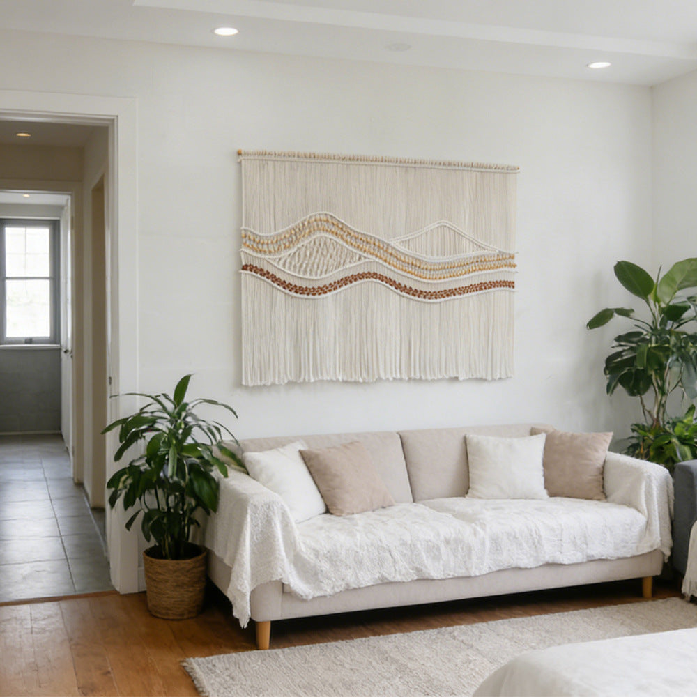 Artistic Macrame Wall Hanging with Elegant Wave Patterns | Thrascher