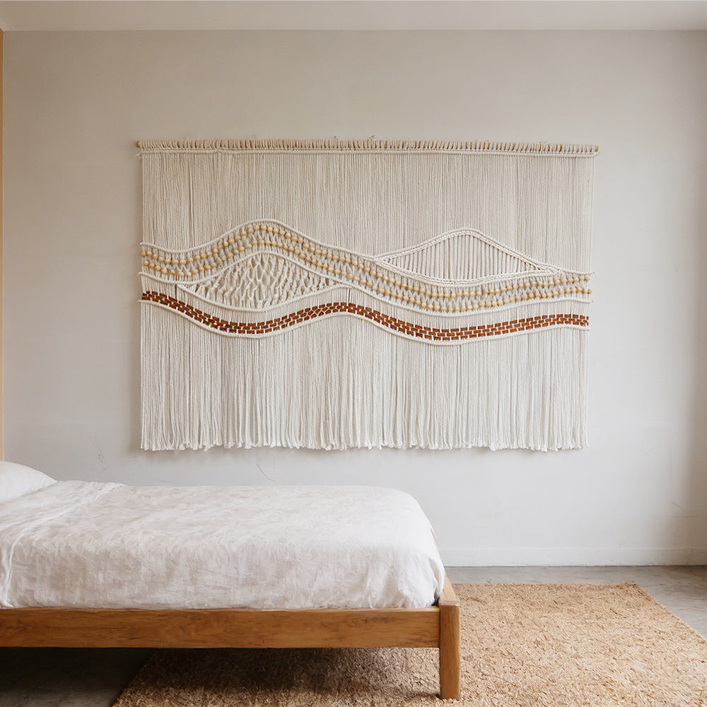 Artistic Macrame Wall Hanging with Elegant Wave Patterns | Thrascher