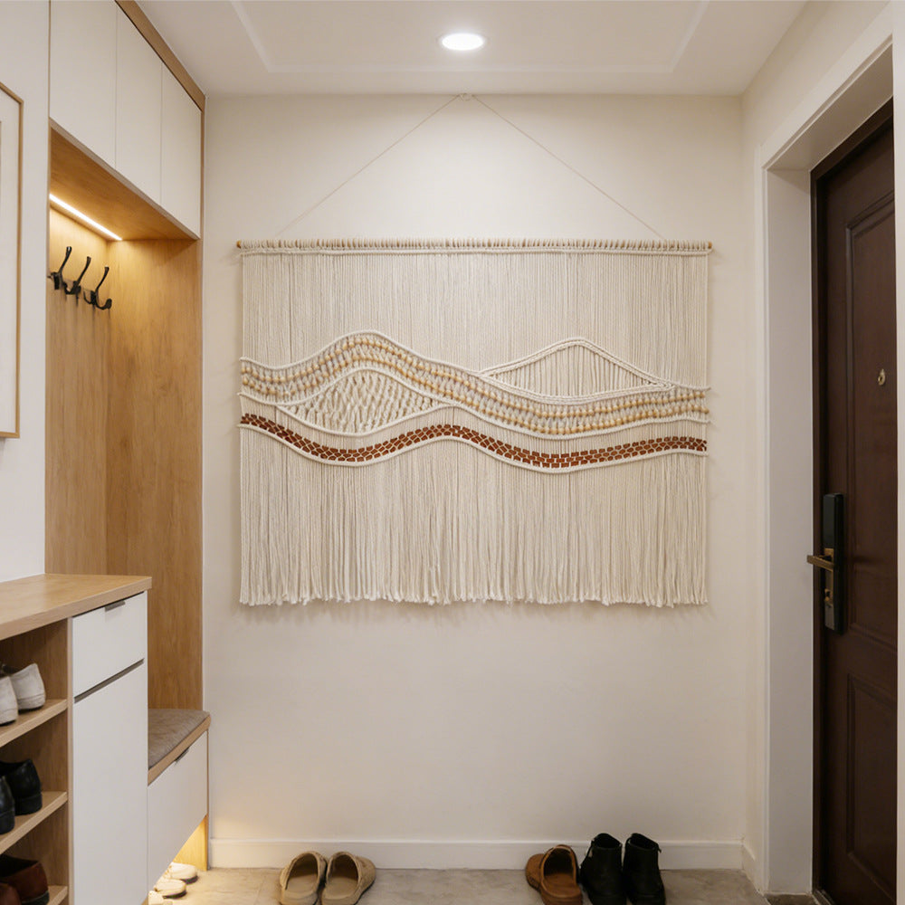 Artistic Macrame Wall Hanging with Elegant Wave Patterns | Thrascher