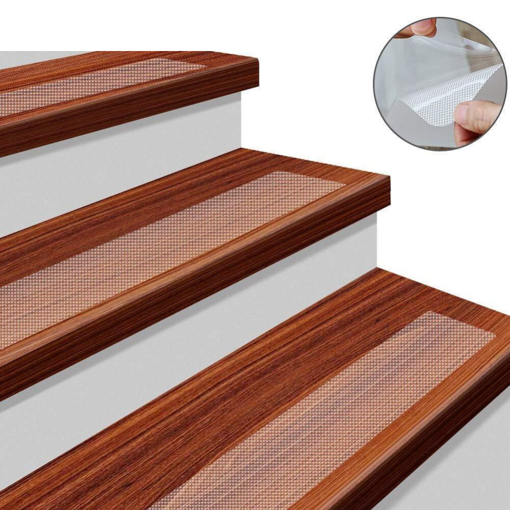 Clear PEVA Stair Tread Strips, 3.9" x 24", 15-Pack