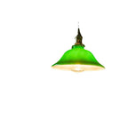 Banker-Style Glass Pendant Light with Brass Socket and Twisted Fabric Cord | Thrascher