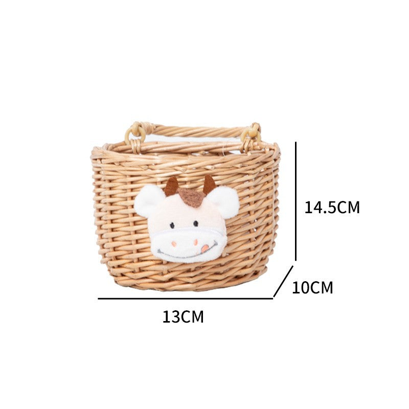 Basket made of Woven Material with Cute Animal Motif | Thrascher