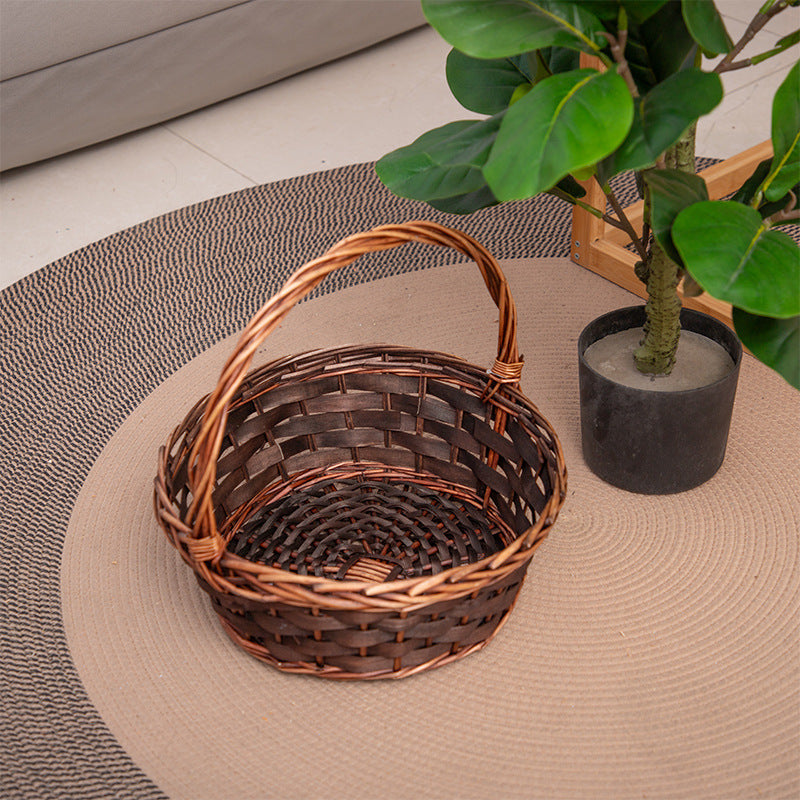 Basket Small Brown Distinctive Decorative Design | Thrascher