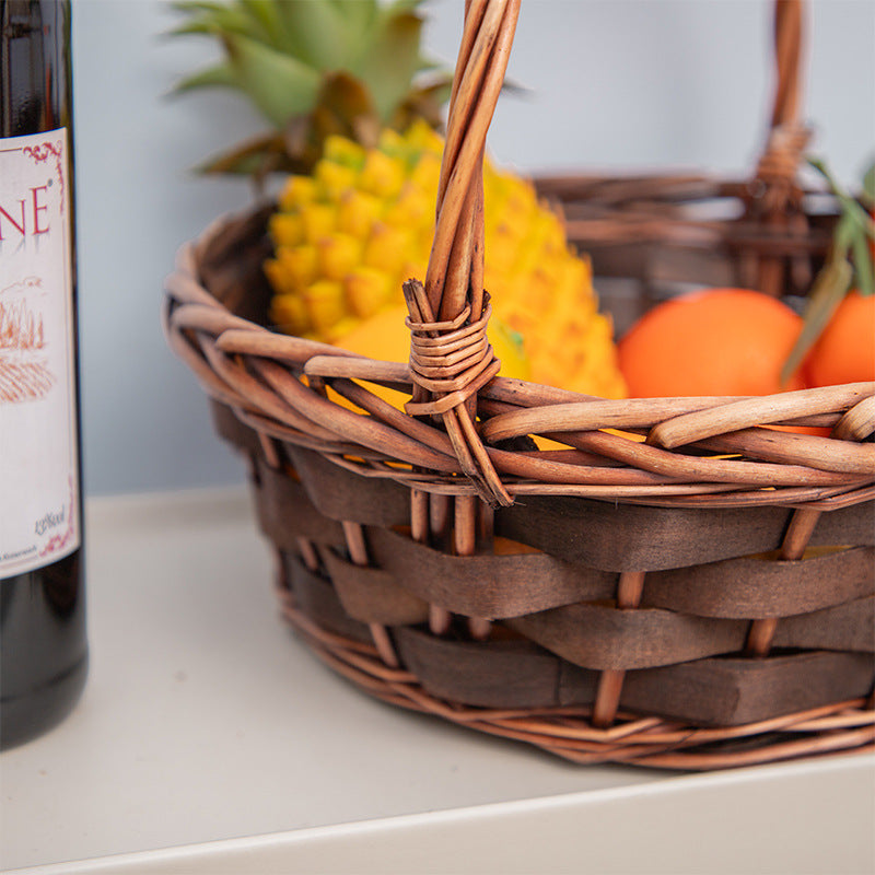 Basket Small Brown Distinctive Decorative Design | Thrascher