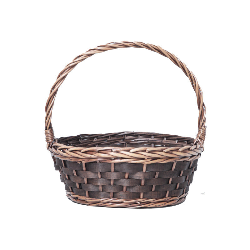 Basket Small Brown Distinctive Decorative Design | Thrascher