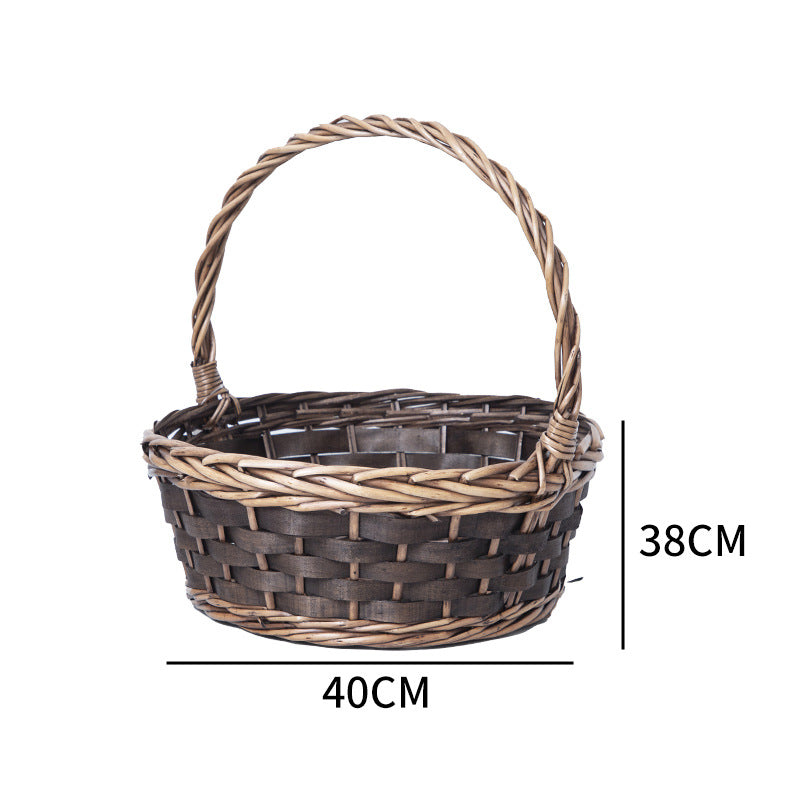 Basket Small Brown Distinctive Decorative Design | Thrascher