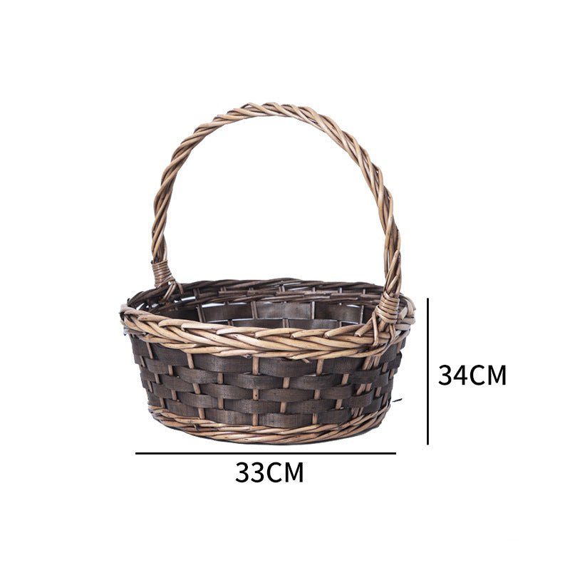 Basket Small Brown Distinctive Decorative Design | Thrascher
