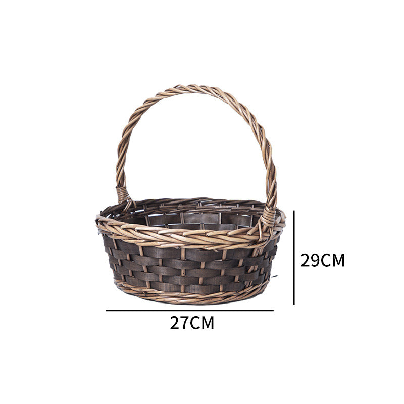Basket Small Brown Distinctive Decorative Design | Thrascher