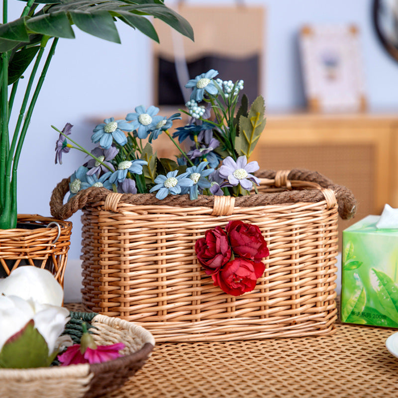 Basket with Decorative Flower Decoration | Thrascher