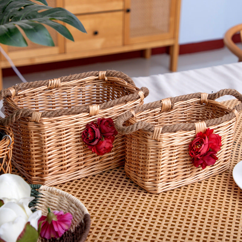Basket with Decorative Flower Decoration | Thrascher
