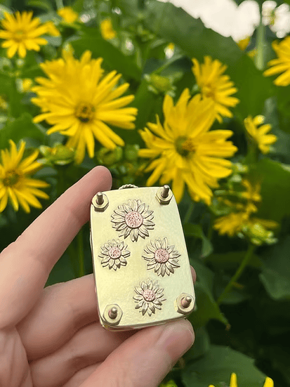 Mini Flower Press, 35 × 50 mm, Silver Sheet and Brass Details