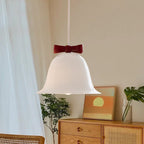 Bell-Shaped Ceramic Pendant Light with Decorative Bow Accent | Thrascher