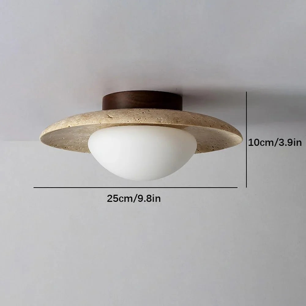 Berfella Travertine Ceiling Lamp