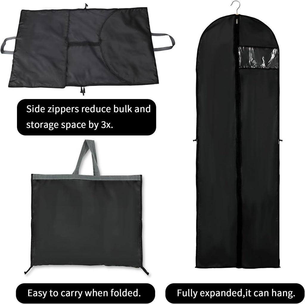 180 cm PEVA Garment Storage Cover with Zipper and Window, 60 × 180 cm, Set of 2