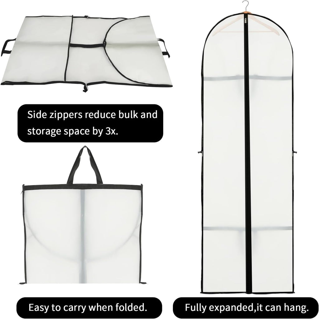 180 cm PEVA Garment Storage Cover with Zipper and Window, 60 × 180 cm, Set of 2