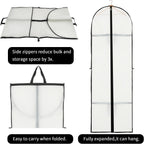 180 cm PEVA Garment Storage Cover with Zipper and Window, 60 × 180 cm, Set of 2