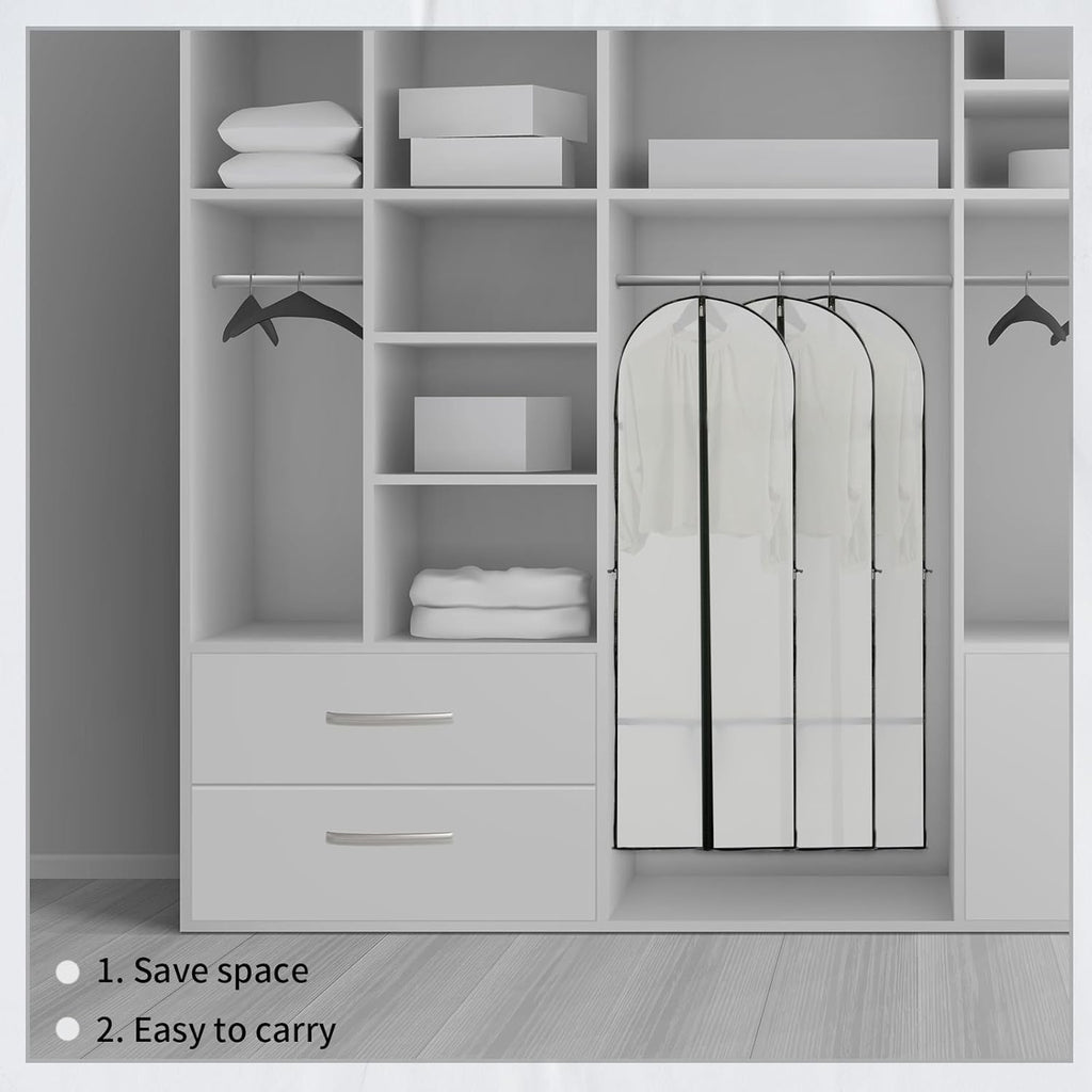 180 cm PEVA Garment Storage Cover with Zipper and Window, 60 × 180 cm, Set of 2