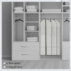 180 cm PEVA Garment Storage Cover with Zipper and Window, 60 × 180 cm, Set of 2
