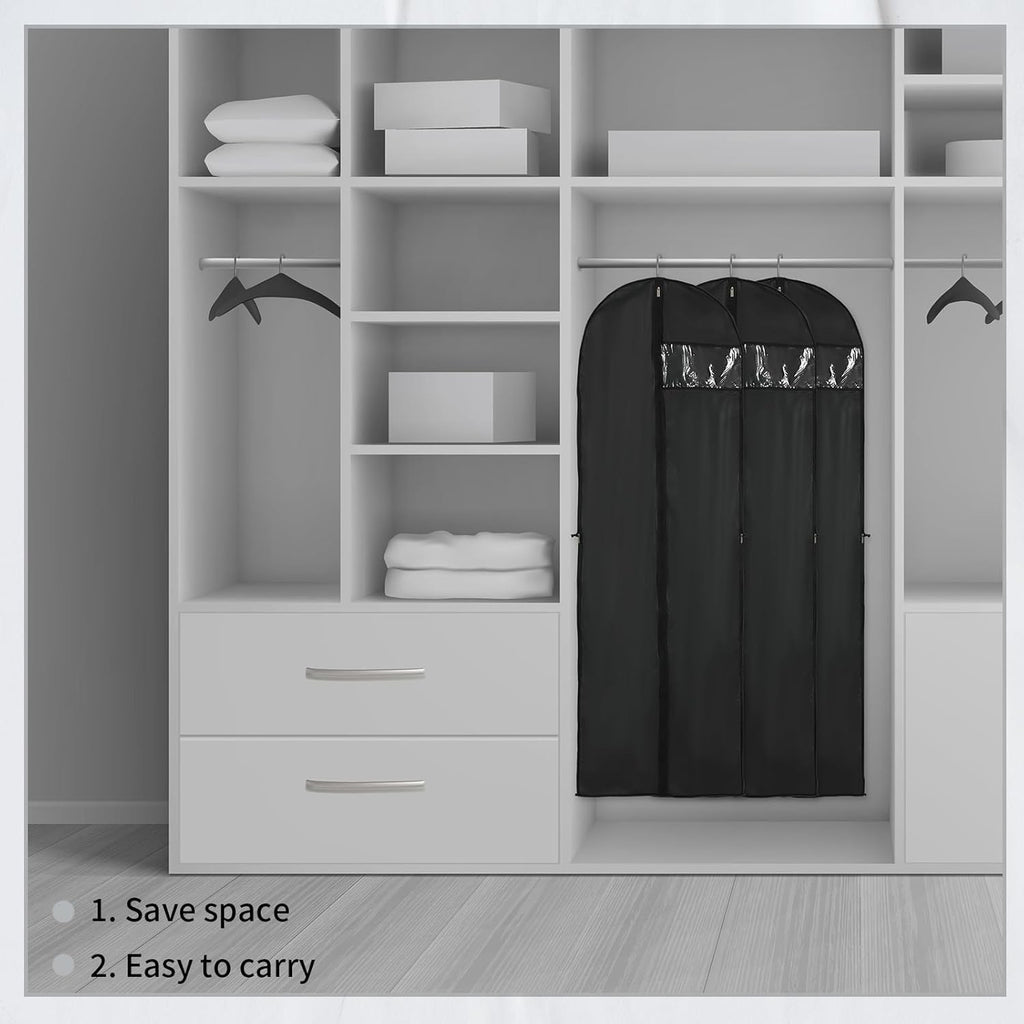 180 cm PEVA Garment Storage Cover with Zipper and Window, 60 × 180 cm, Set of 2