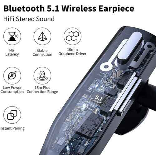 Black Trucker-Style Dual-Microphone Wireless Bluetooth 5.1 Headset, view 3