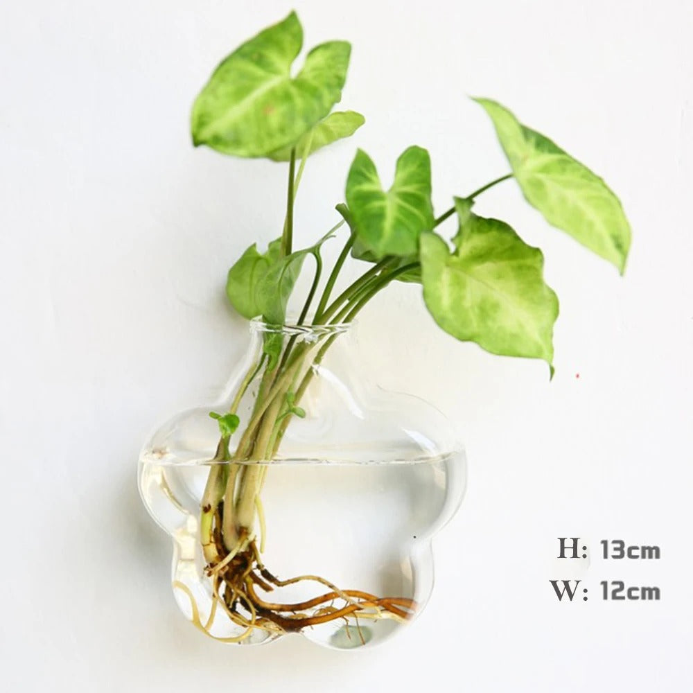 Borosilicate Glass Wall Vase for Flowers and Plants, Wall Mounted, view 6