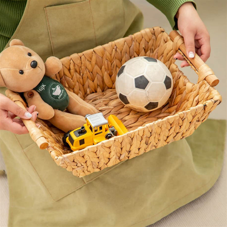 Braided Storage Basket with Wooden Handles | Thrascher