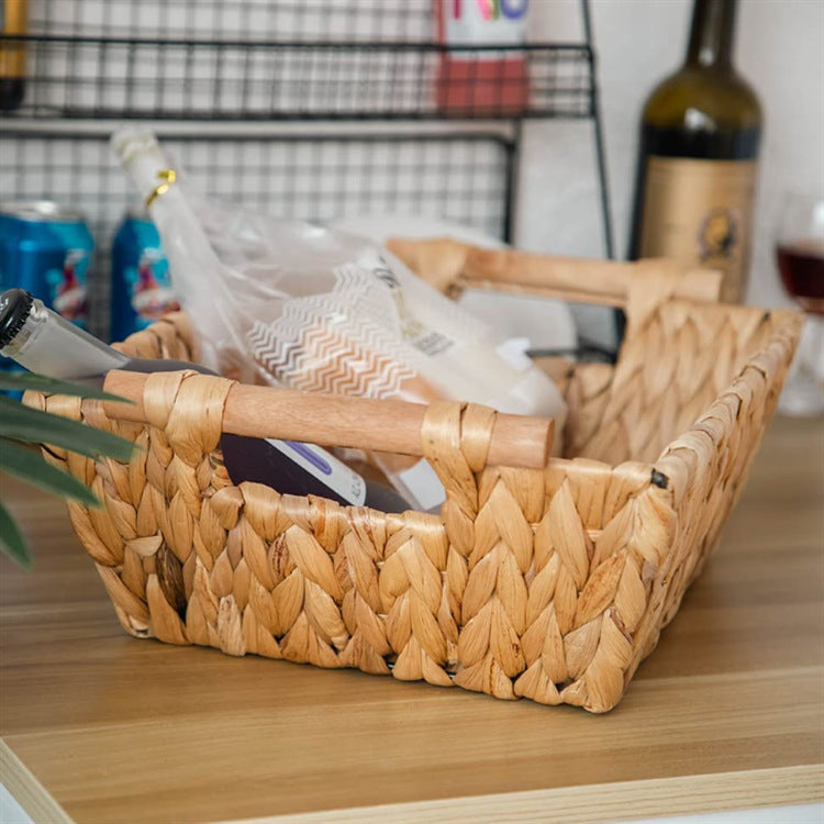 Braided Storage Basket with Wooden Handles | Thrascher
