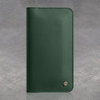 Dual Mobile Phone Storage Wallet with Magnetic Buckle and Cable Access