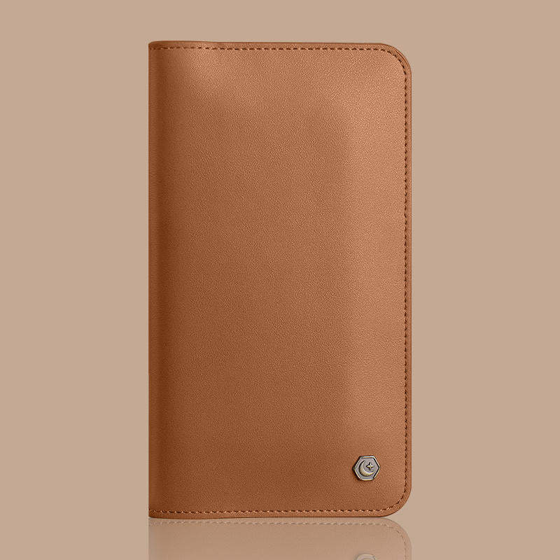 Dual Mobile Phone Storage Wallet with Magnetic Buckle and Cable Access