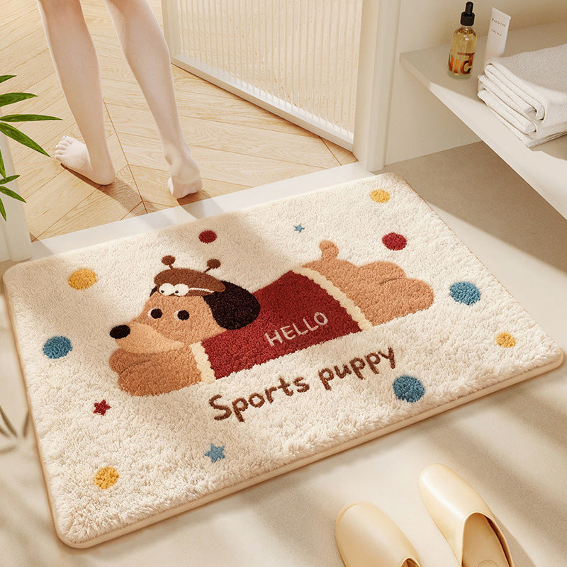 Cartoon Dog-Themed Bath Rug | Thrascher