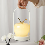 Ceramic Apple-Shaped Ambient Table Lamp with Brass Handle | Thrascher
