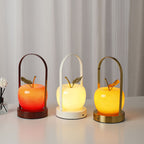 Ceramic Apple-Shaped Ambient Table Lamp with Brass Handle | Thrascher