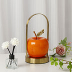 Ceramic Apple-Shaped Ambient Table Lamp with Brass Handle | Thrascher