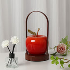 Ceramic Apple-Shaped Ambient Table Lamp with Brass Handle | Thrascher