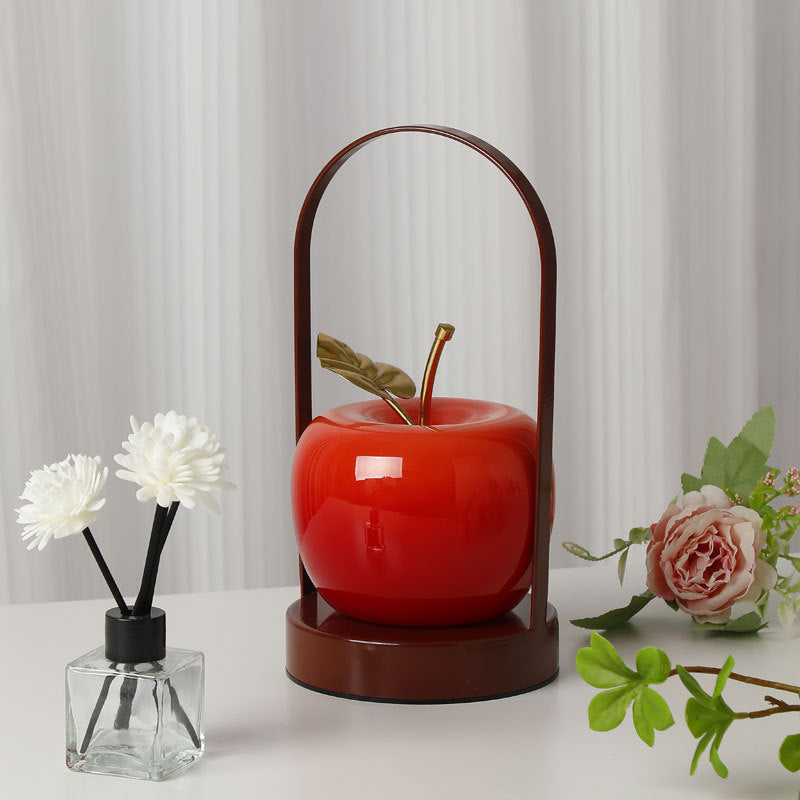 Ceramic Apple-Shaped Ambient Table Lamp with Brass Handle | Thrascher