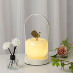 Ceramic Apple-Shaped Ambient Table Lamp with Brass Handle | Thrascher
