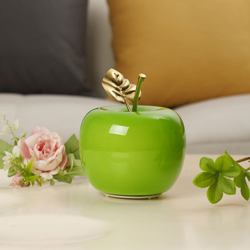 Ceramic Apple Table Lamp with Brass Rod and Metal Base | Thrascher