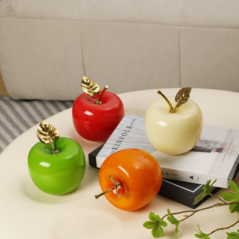 Ceramic Apple Table Lamp with Brass Rod and Metal Base | Thrascher